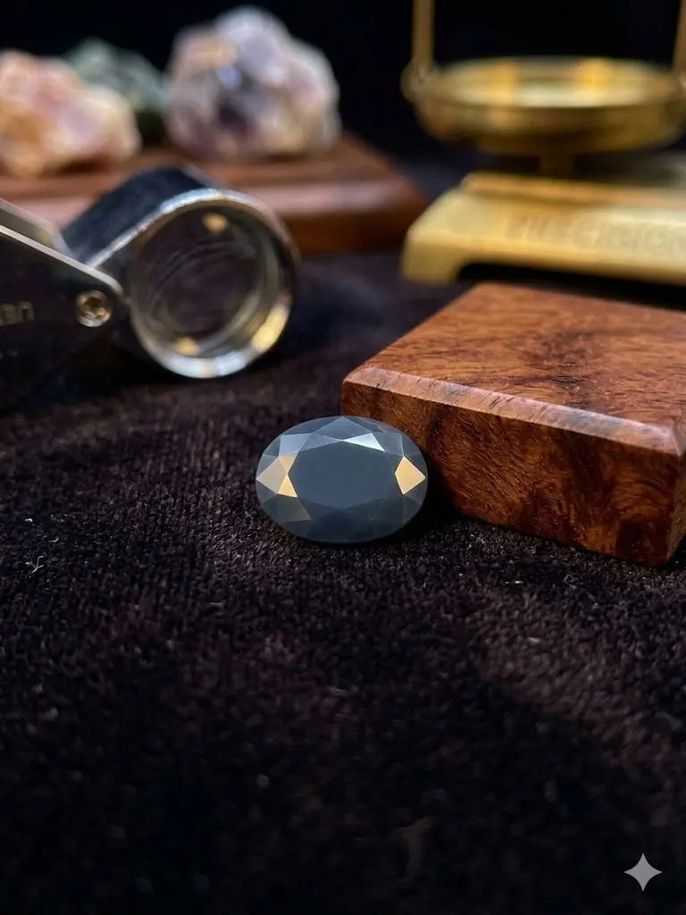 AAA+ Certified Quality Natural Sapphire, Oval/Mixed Shaped, Grayish Blue Colored, 8.50Ct. 3.98-4.00x1.762-1.770 Gemstone, GemKKG-12-0888926